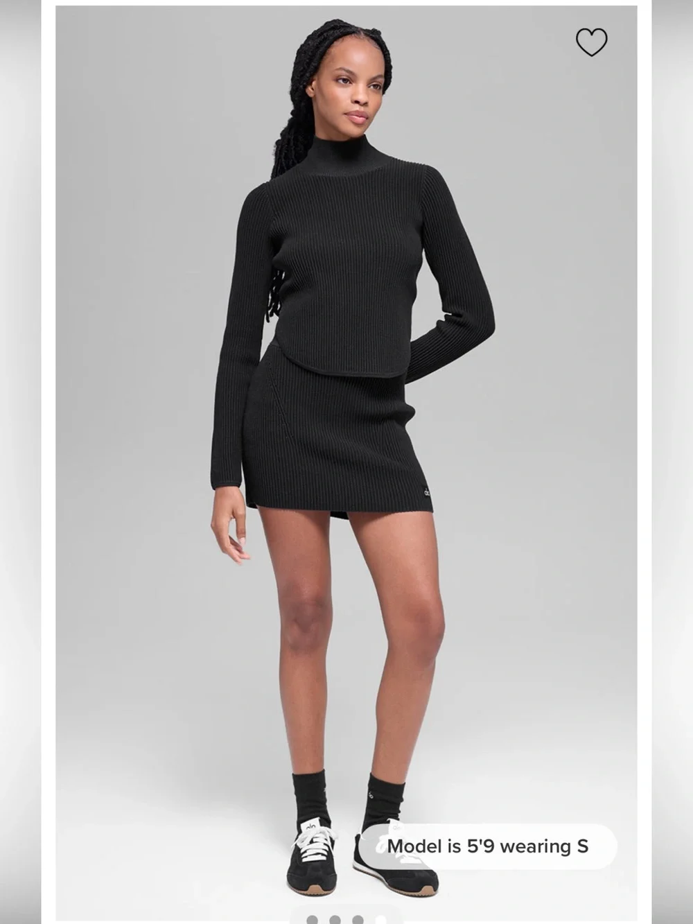NWT Alo Denim Knit High-Waist Skirt - Black/Anthracite